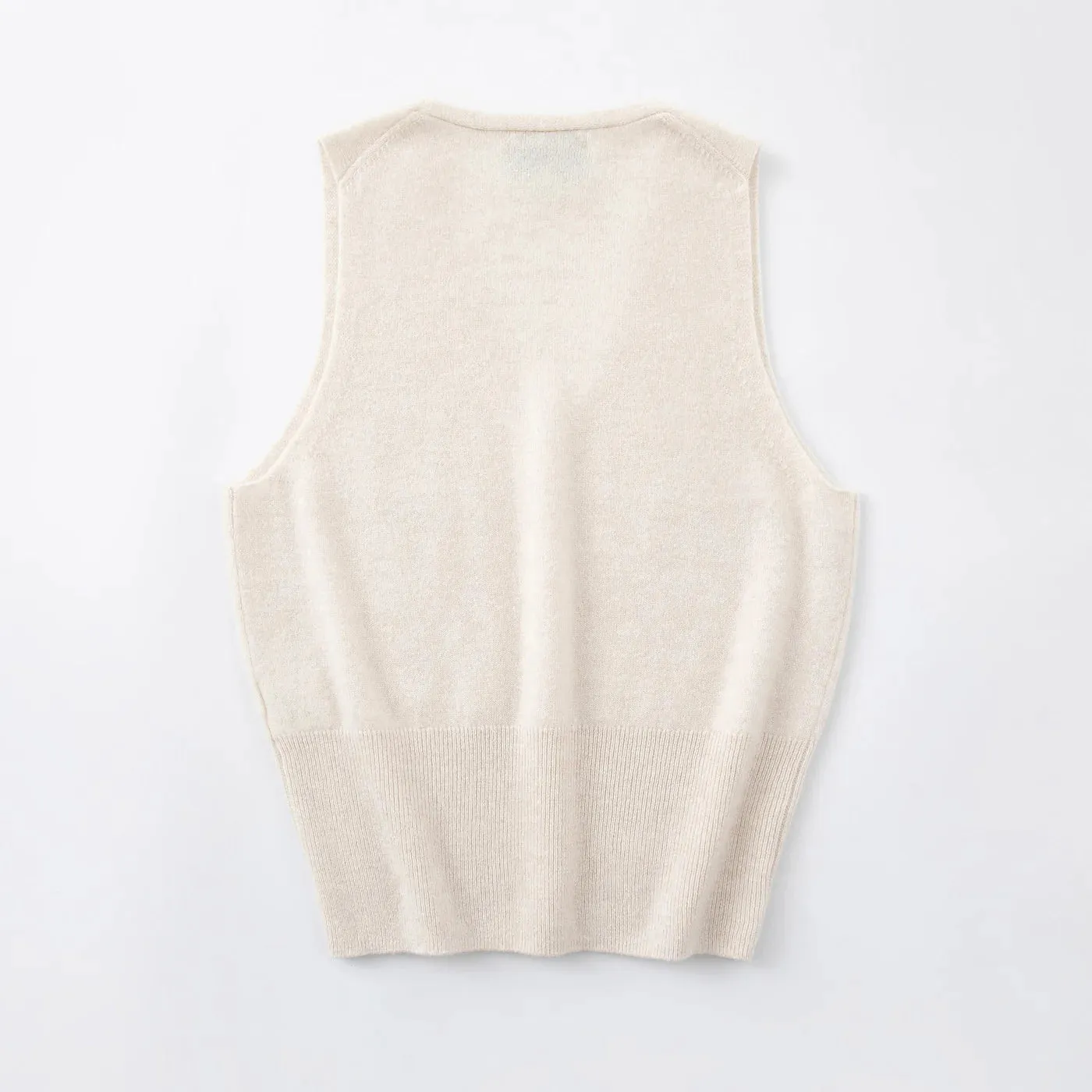 Aleger Cashmere V neck tank in Pearl Shell