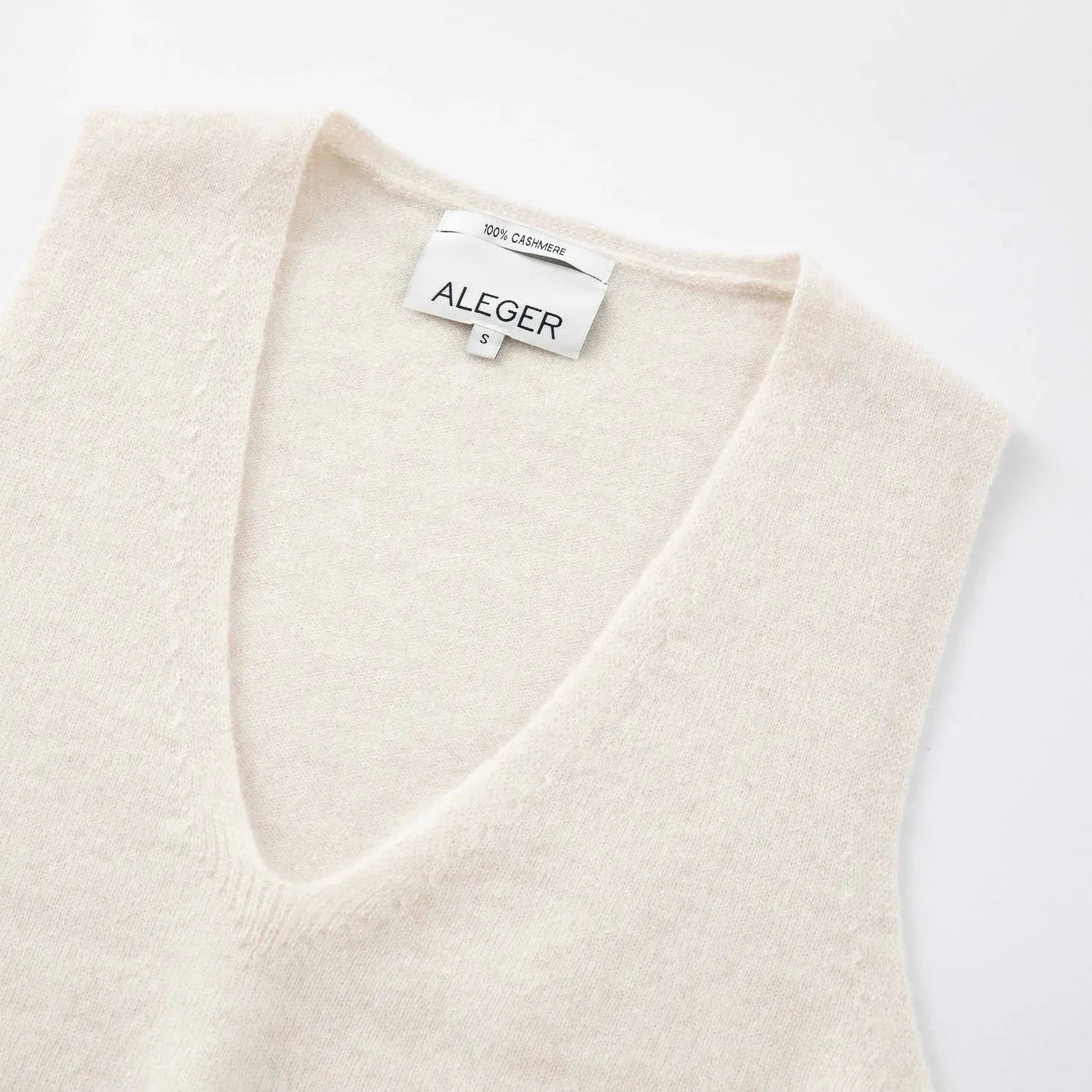 Aleger Cashmere V neck tank in Pearl Shell