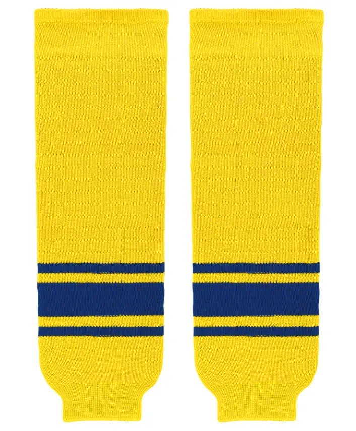 Athletic Knit (AK) HS630-257 Maize/Royal Blue Knit Ice Hockey Socks