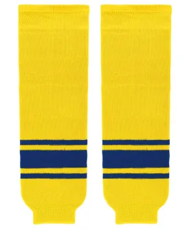 Athletic Knit (AK) HS630-257 Maize/Royal Blue Knit Ice Hockey Socks