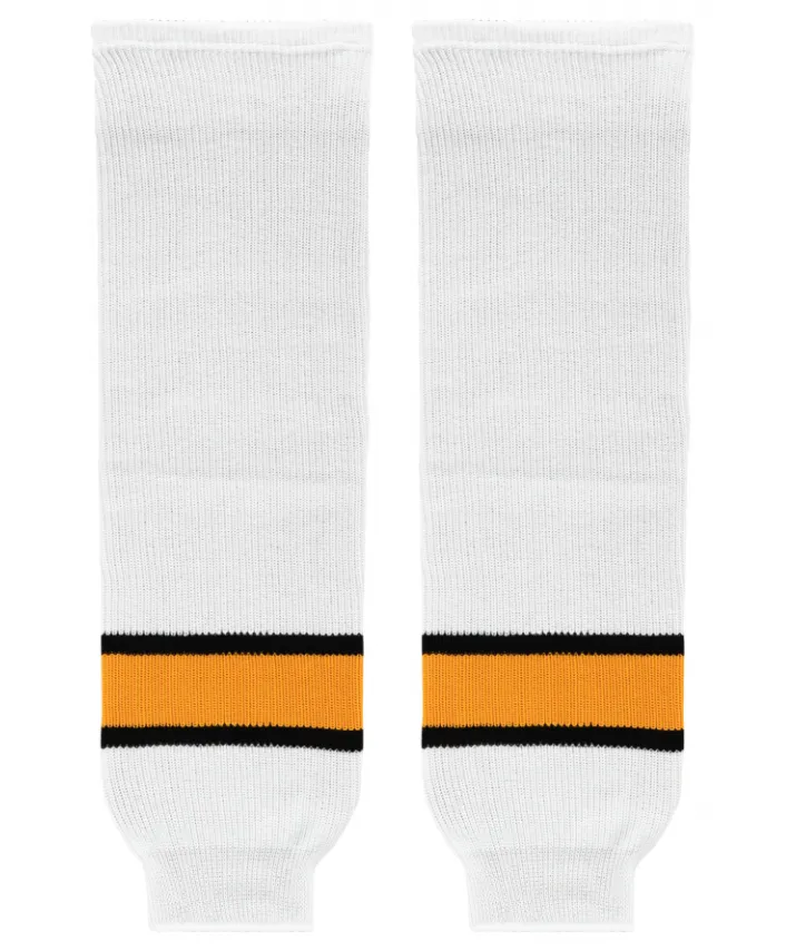 Athletic Knit (AK) HS630-301 Boston Bruins White Knit Ice Hockey Socks