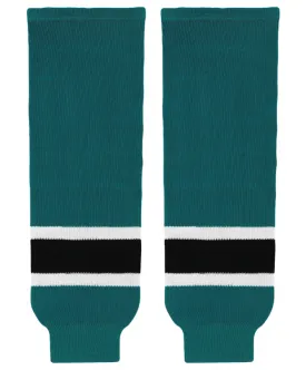 Athletic Knit (AK) HS630-457 Pacific Teal/White/Black Knit Ice Hockey Socks