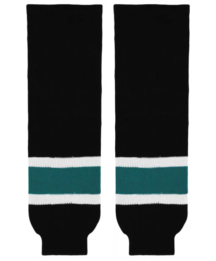 Athletic Knit (AK) HS630-634 2008 San Jose Sharks Third Black Knit Ice Hockey Socks