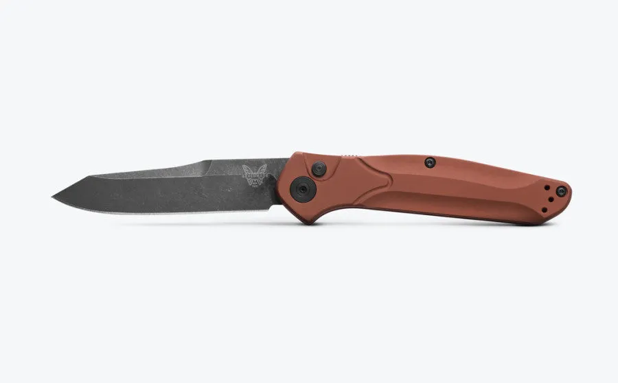 BENCHMADE OSBORNE AUTO 9400BK-03 3.4" DLC BATTLEWASH CPM-MAGNACUT BURNT COPPER ALUMINUM HANDLES