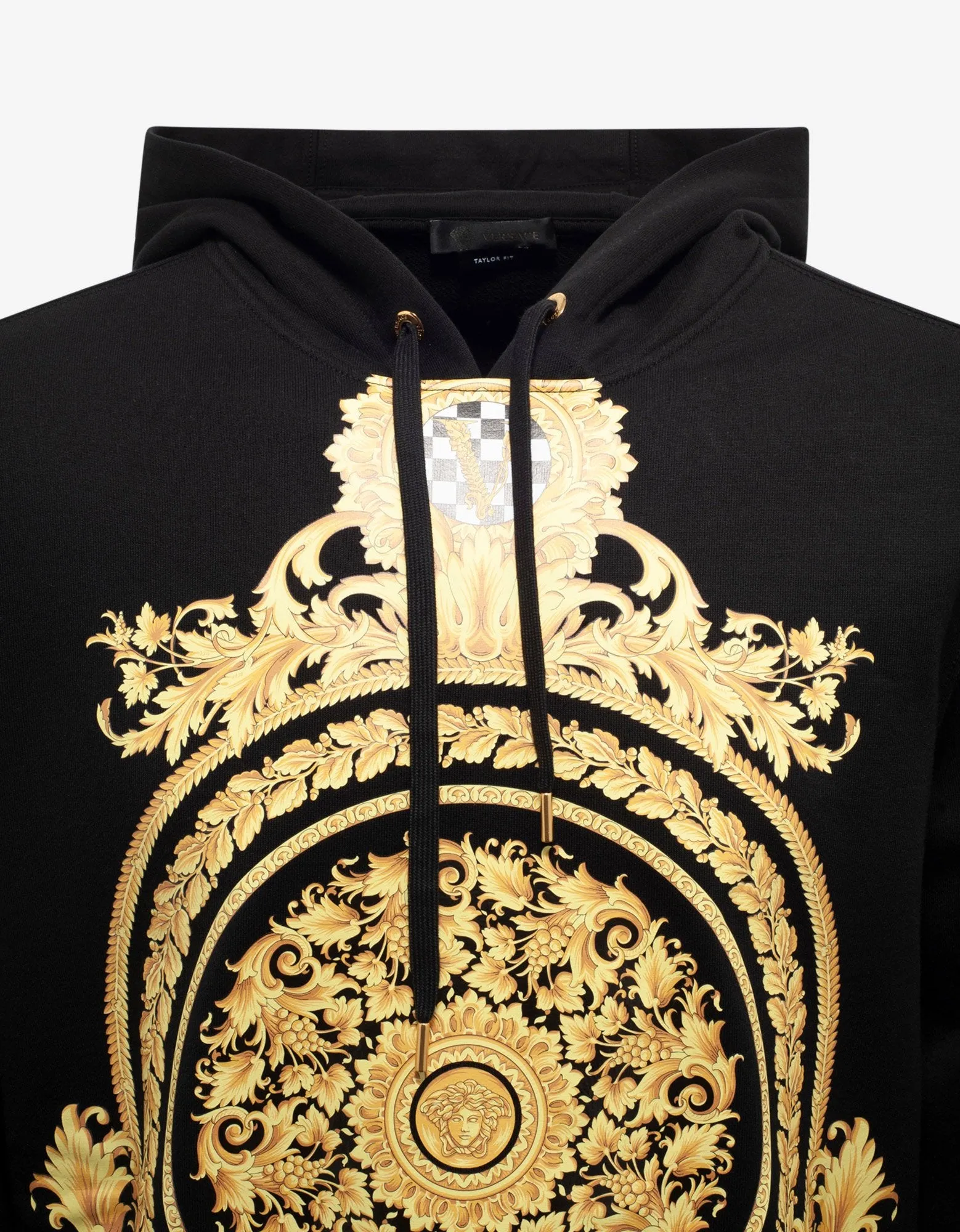 Black Barocco Print Hoodie