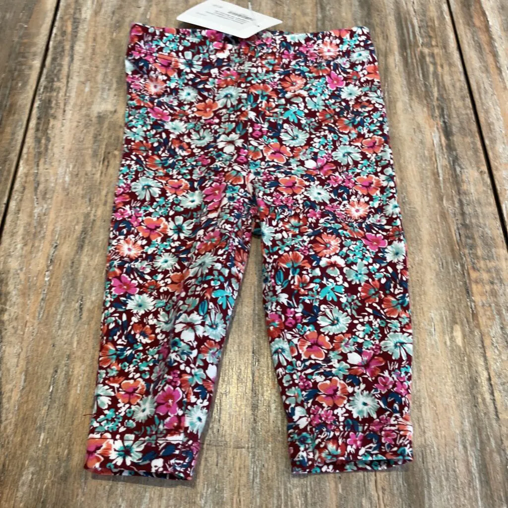 Carters maroon floral Ctnblend Leggings 3m