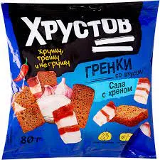 Croutons "Khrustov" lard with horseradish, 80g