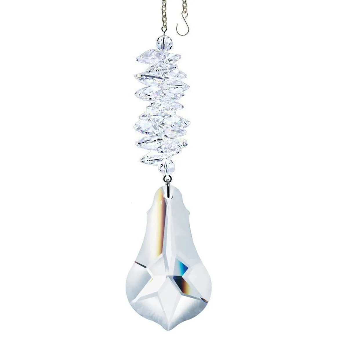 Crystal Ornaments, Rainbow Maker Clear Crystal Pendeloque Prism Clear Swarovski Crystals 5-inch