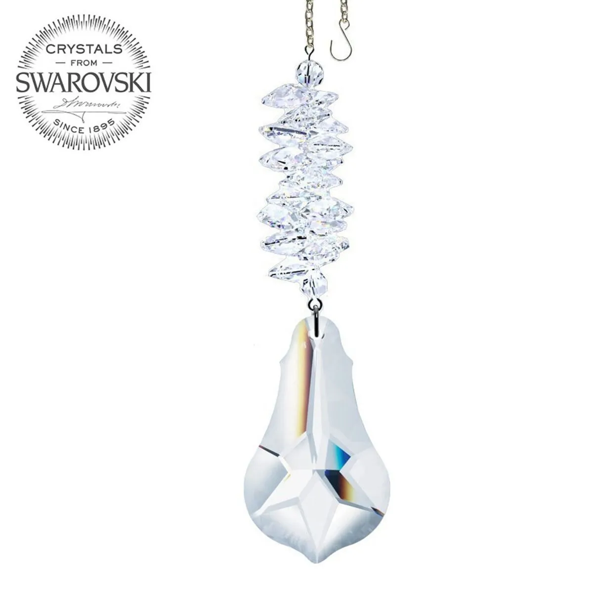 Crystal Ornaments, Rainbow Maker Clear Crystal Pendeloque Prism Clear Swarovski Crystals 5-inch