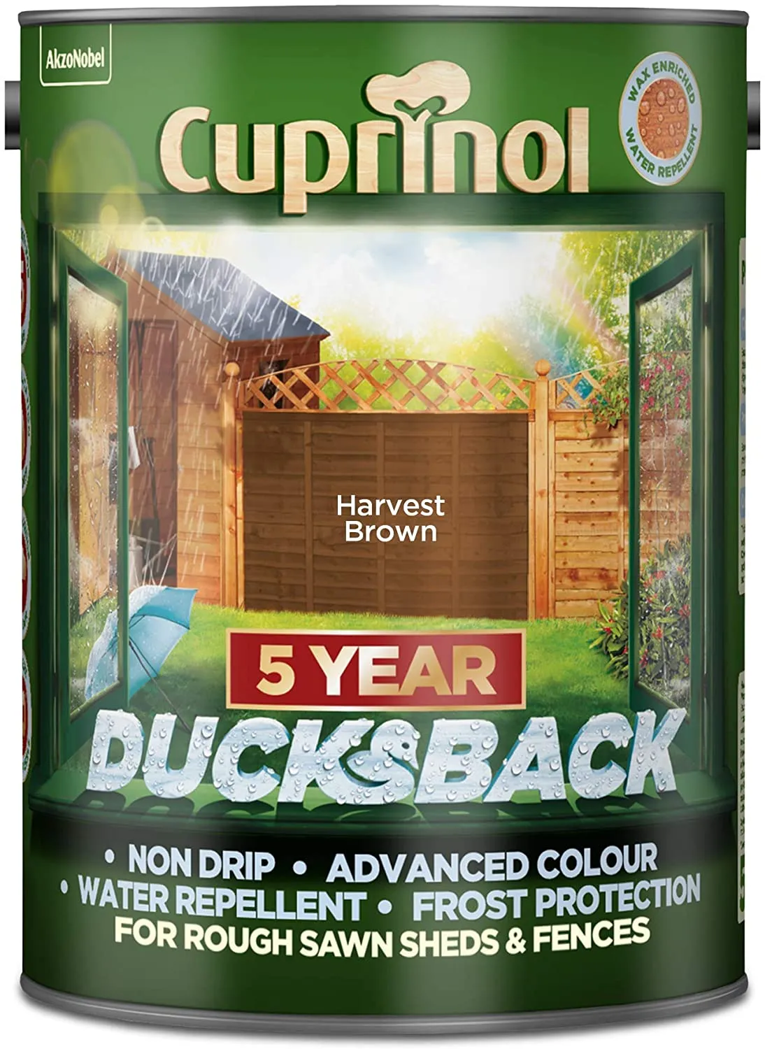 Cuprinol Ducksback 5 Year Waterproof for Sheds and Fences - Harvest Brown 5 Litre