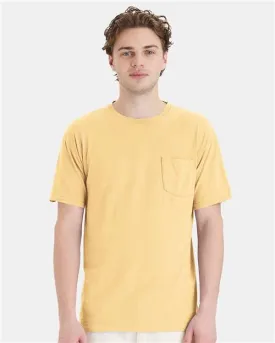 Custom Embroidered - ComfortWash by Hanes - Garment-Dyed Pocket T-Shirt - Summer Squash Yellow - GDH150