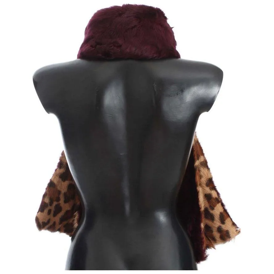 Dolce & Gabbana Exquisite Leopard Print Lambskin Fur Scarf