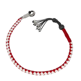 Dream Apparel 42" Long Get Back Whip Red And White with Monkey Fist & Skulls