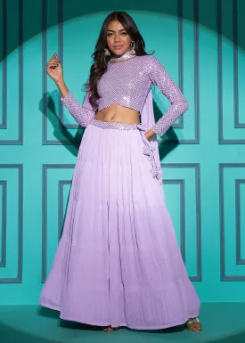 Exquisite Lavender Georgette Wedding Party Lehenga Choli