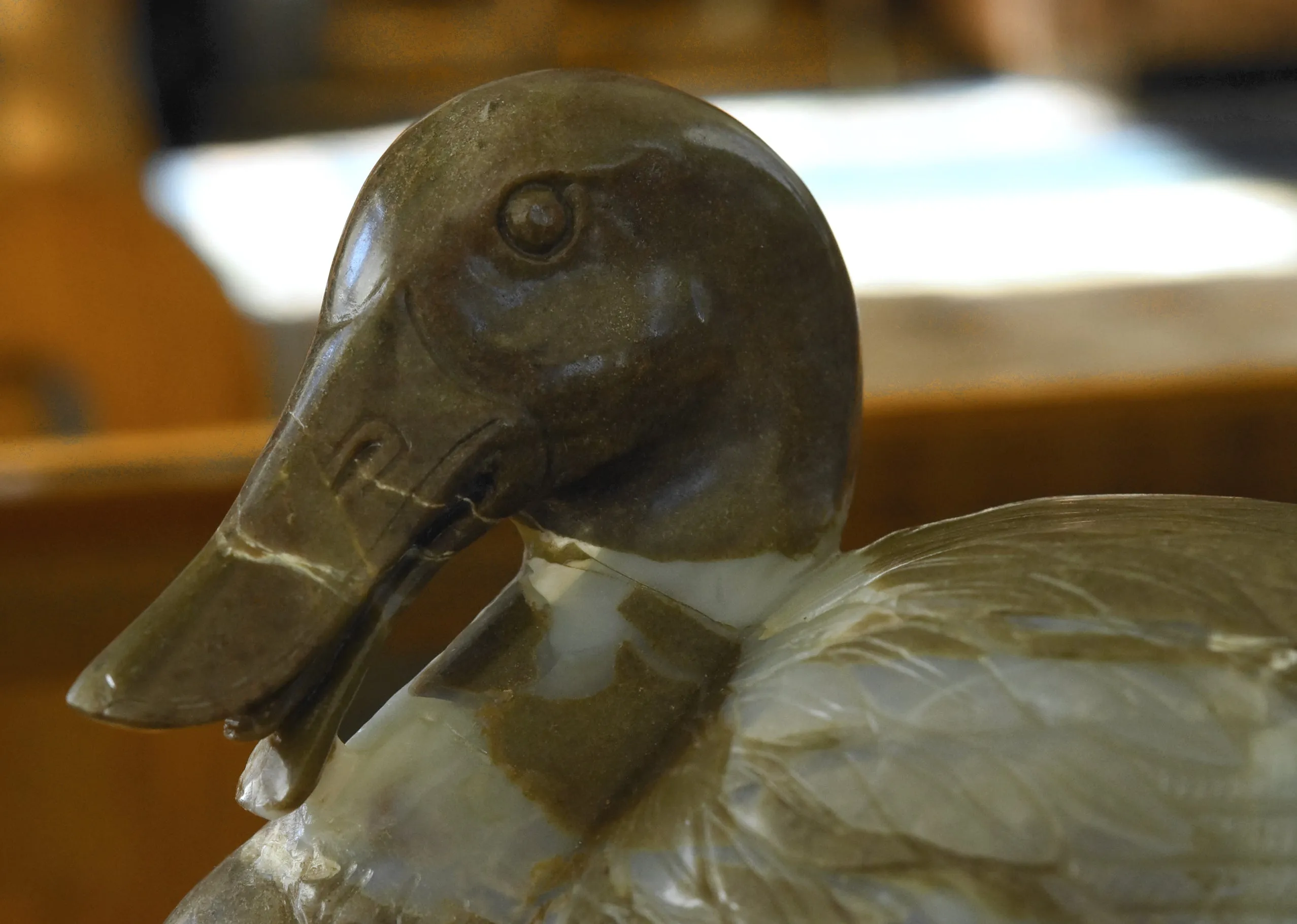 Exquisite Vintage Carved Stone Duck