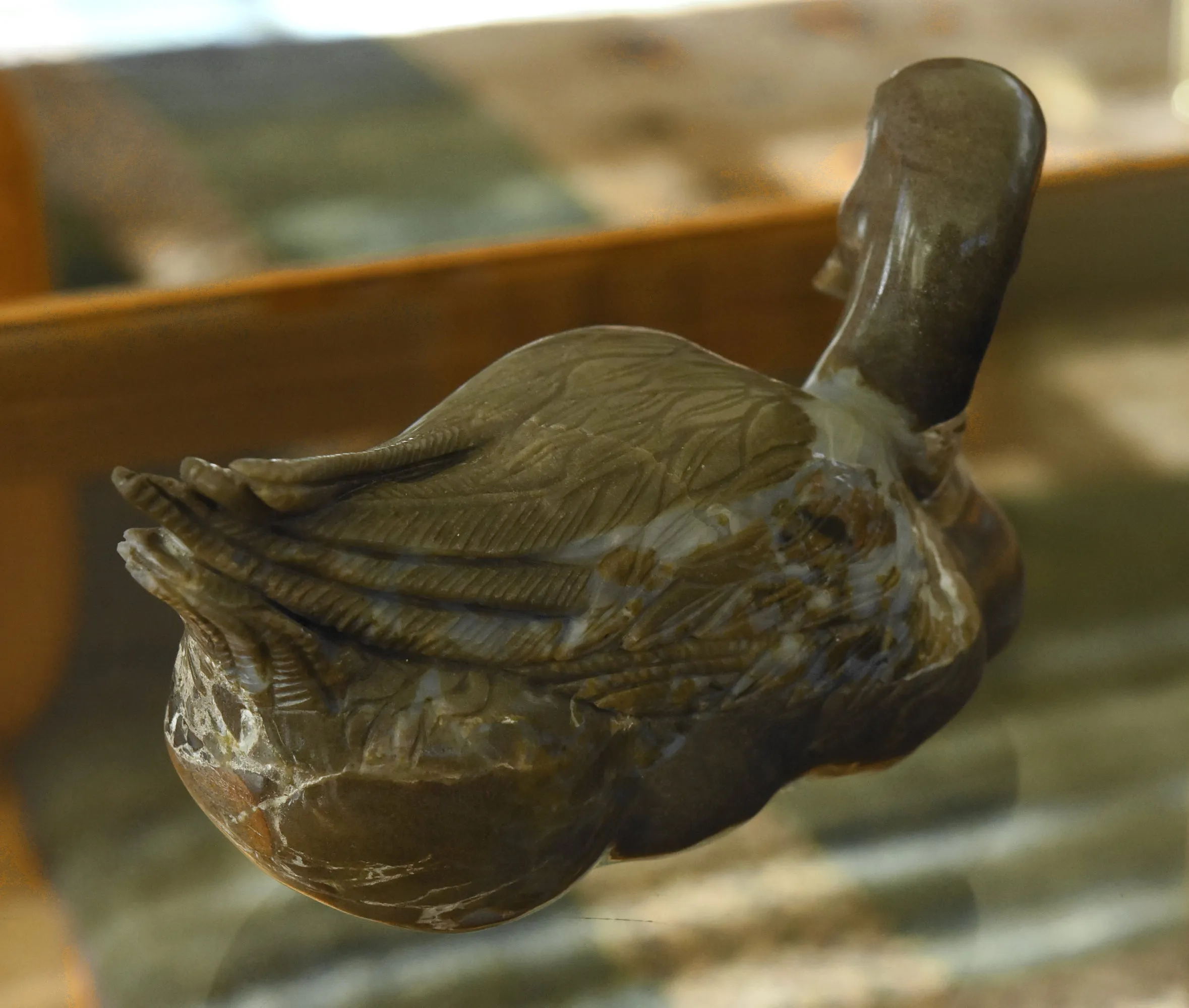 Exquisite Vintage Carved Stone Duck