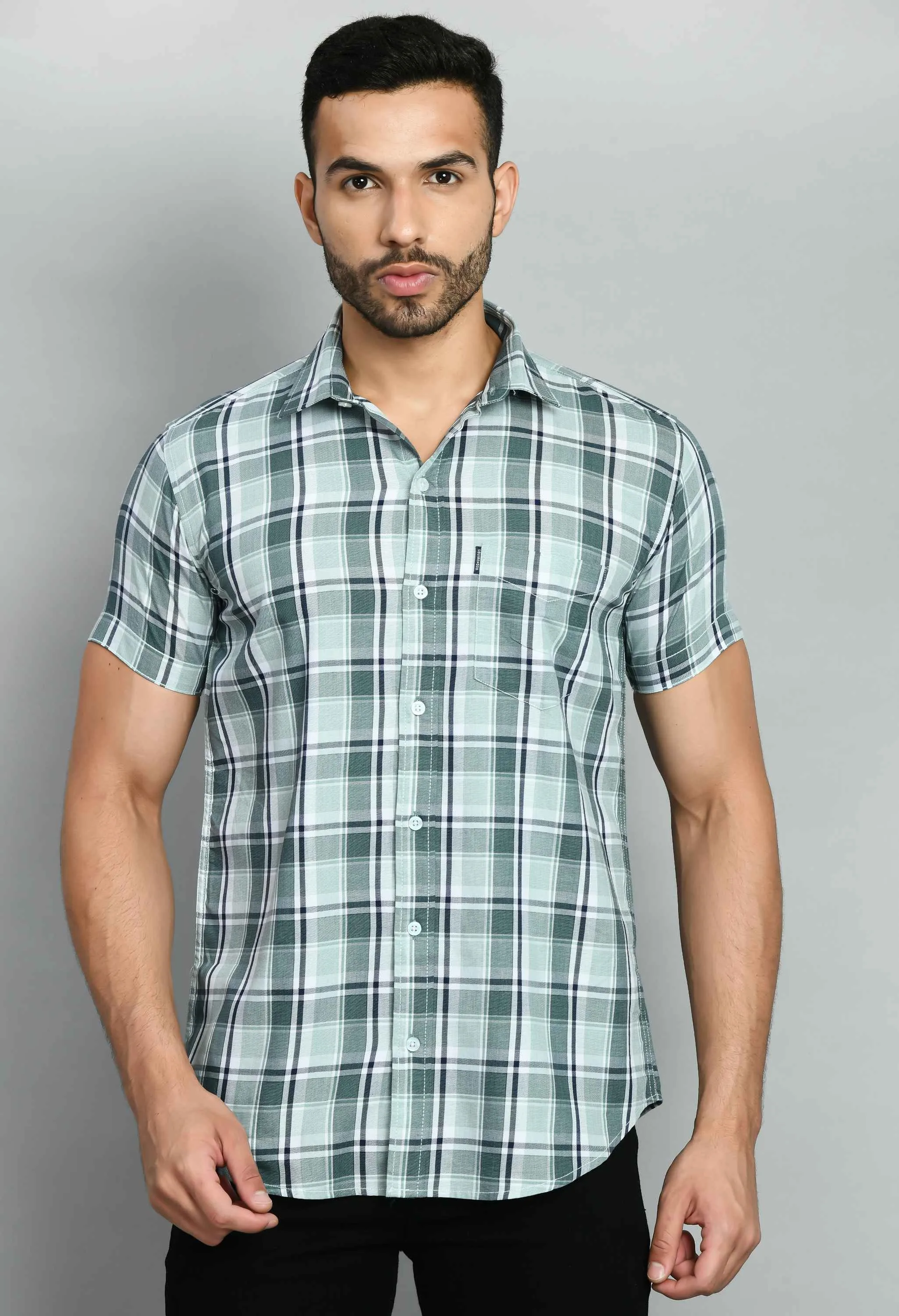 Green Short Sleeve Cotton Shirt