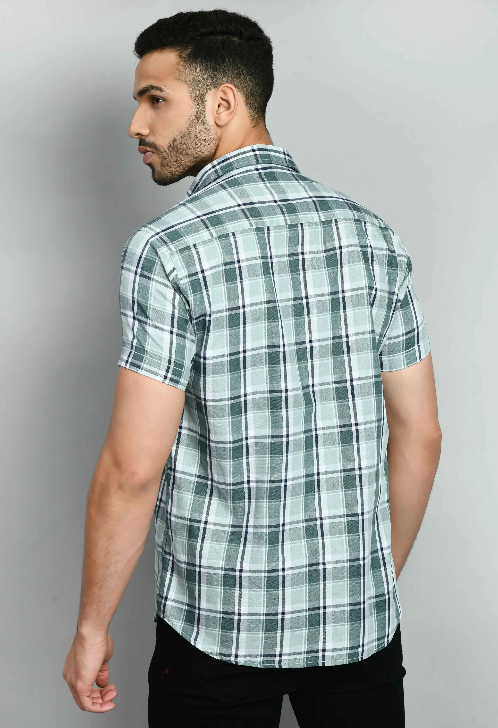 Green Short Sleeve Cotton Shirt