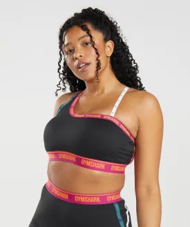 Gymshark Strike Sports Bra - Black/Dragon Pink/Alpine Green