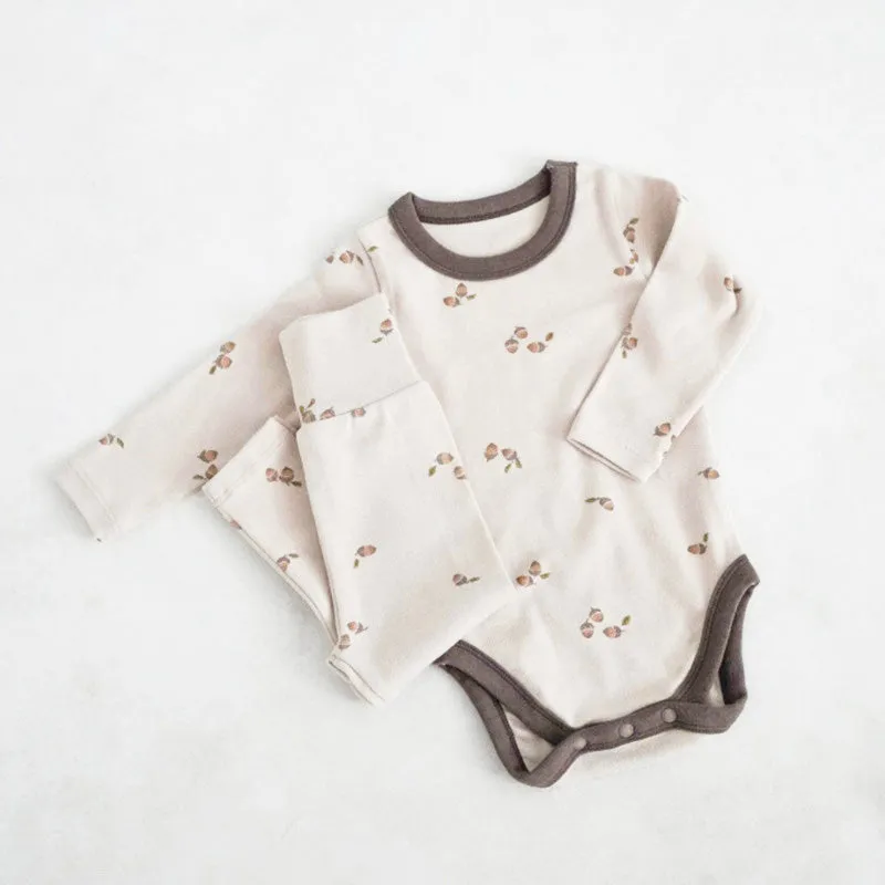 Little Acorns Two Piece Cotton Romper and Leggings Set