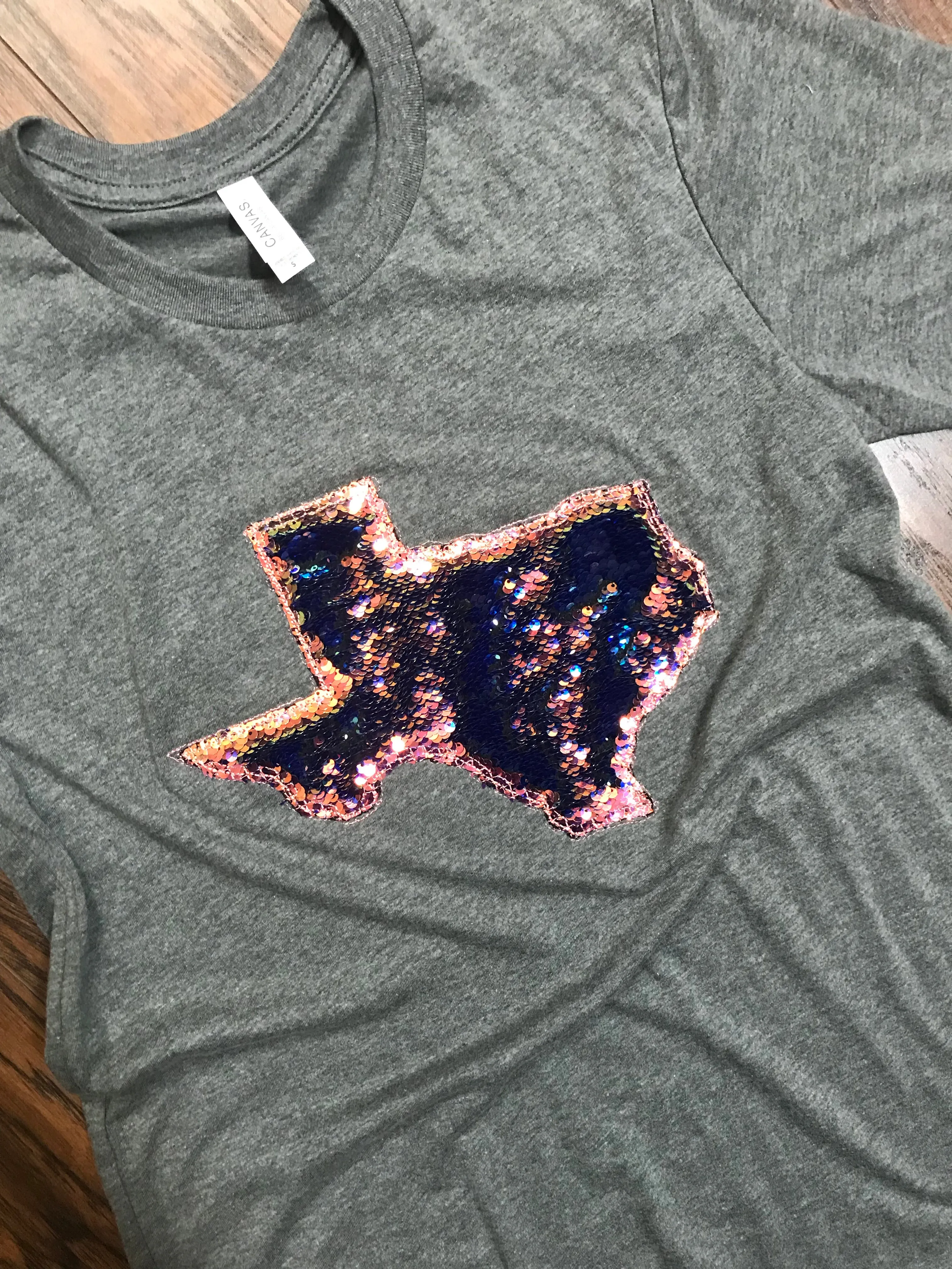 Mermaid Sequined State Shirt - Short Sleeve