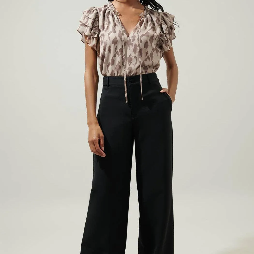 Montie Ruffle Tie Neck Blouse