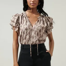 Montie Ruffle Tie Neck Blouse