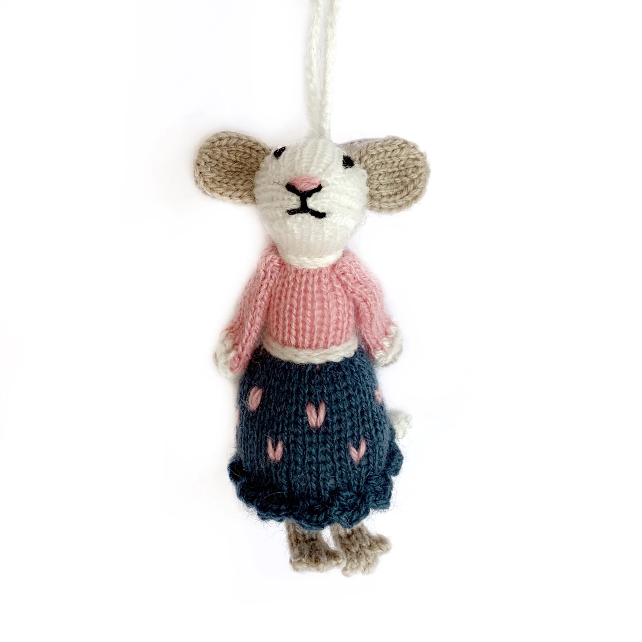 Mrs. Mouse Ornament, Knit Wool