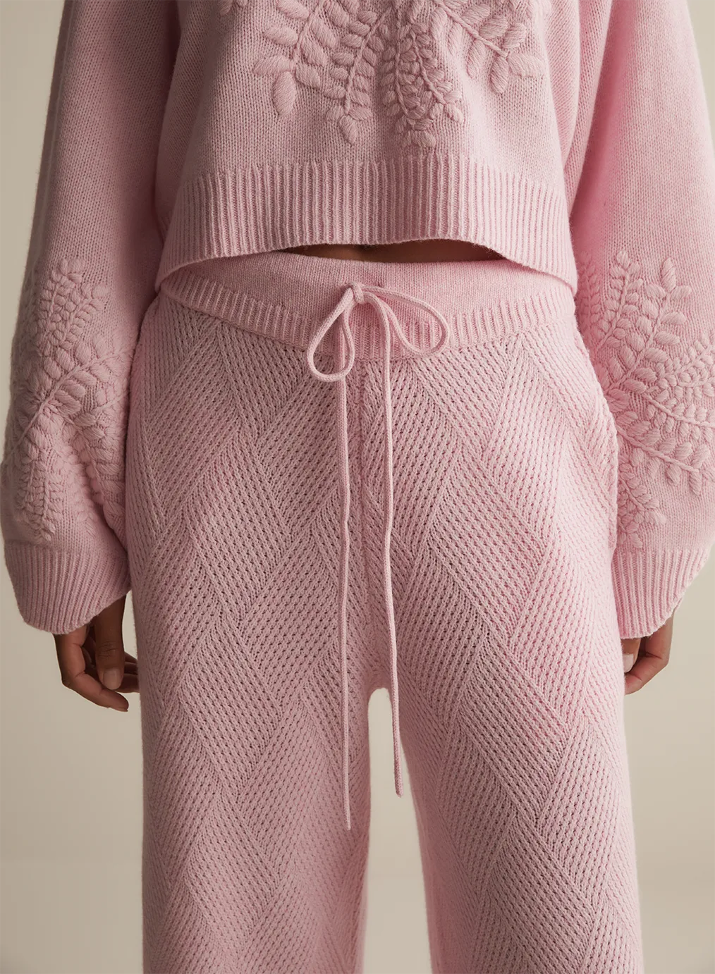 Natasha Wool Embroidery Knit | Dahlia Pink Marle