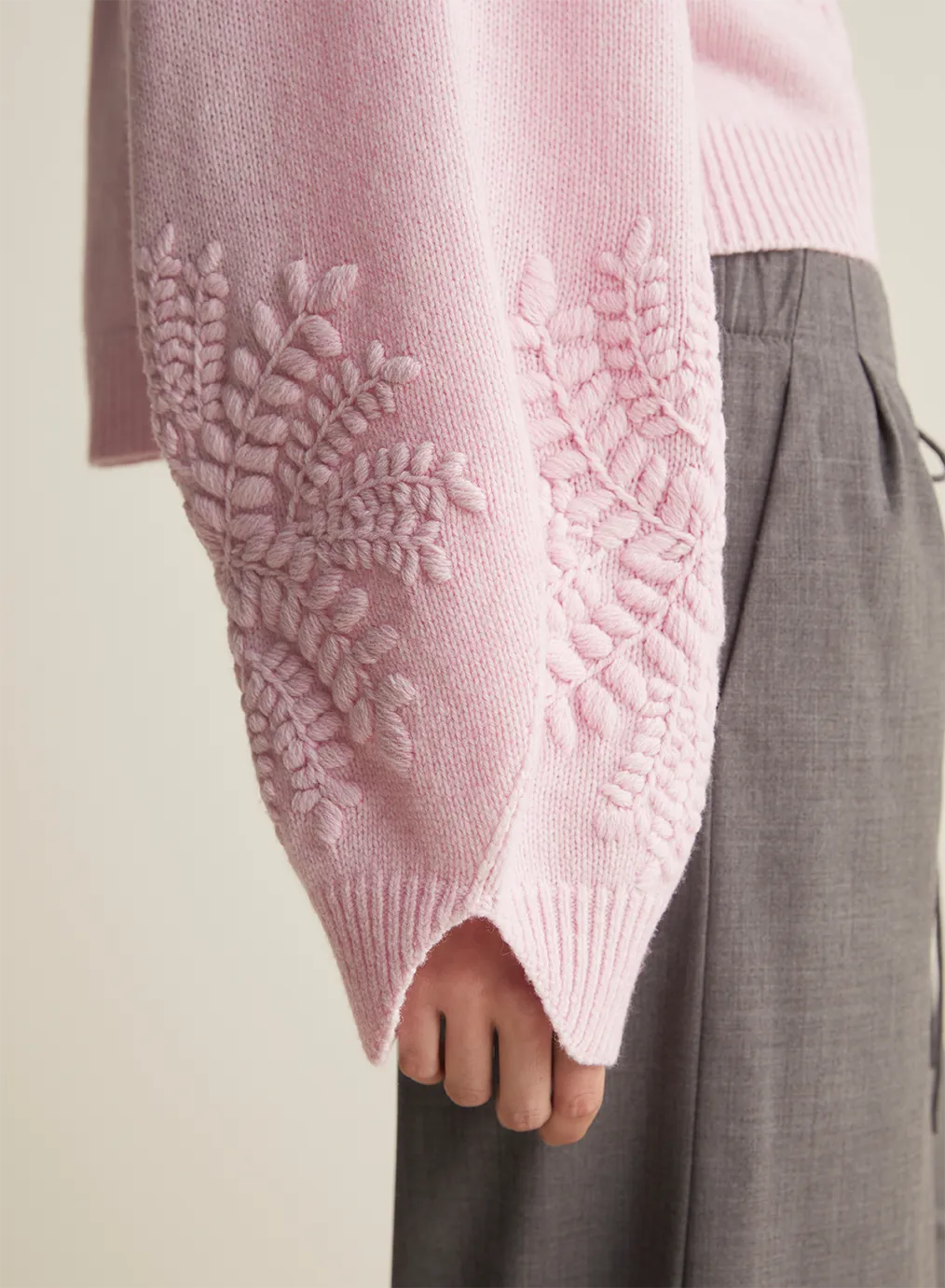 Natasha Wool Embroidery Knit | Dahlia Pink Marle