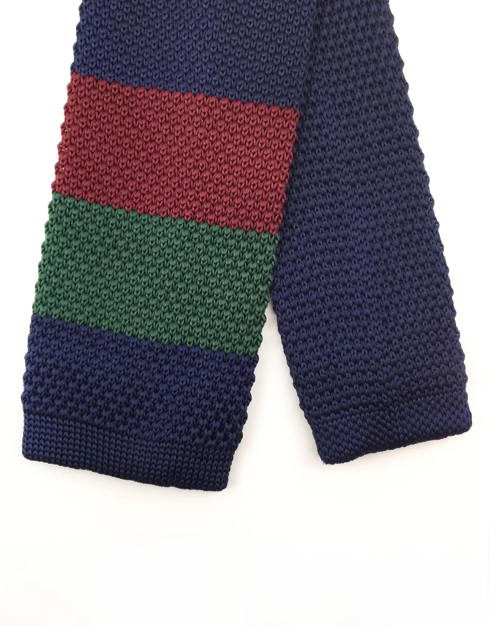 Navy, Green, Burgundy Knit Tie