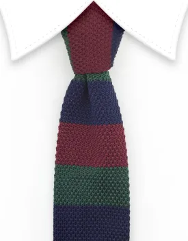 Navy, Green, Burgundy Knit Tie