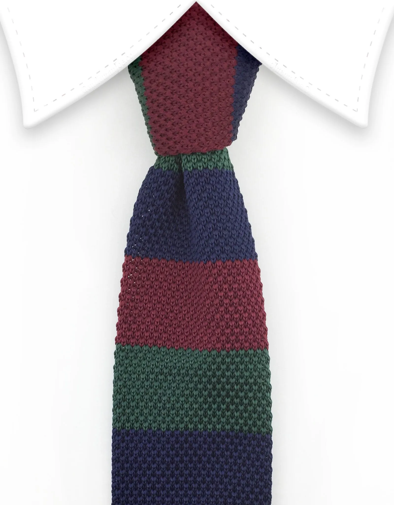 Navy, Green, Burgundy Knit Tie