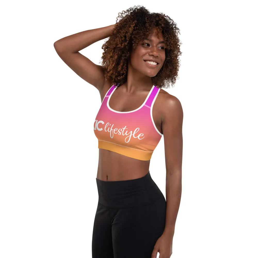 Ombre Sports Bra in Pink and Yellow