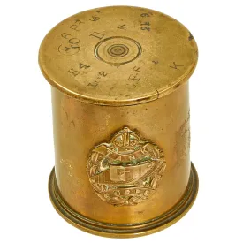 Original British WWI Era Royal Tank Regiment Tobacco Can Shell Casing Trench Art