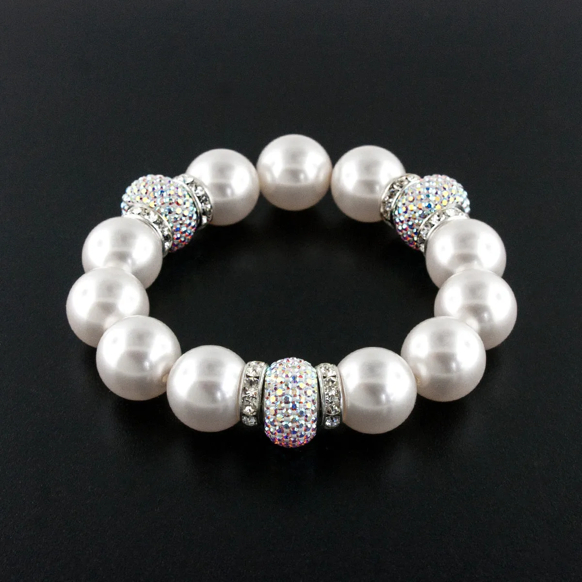 Pearl & Pavé Charm Stretch Bracelet