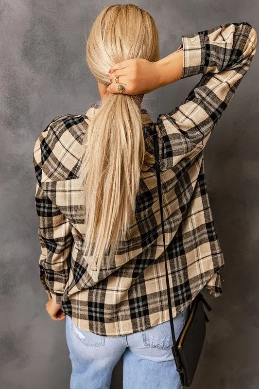 Plaid Pocket Buttoned Long Sleeve Shirt