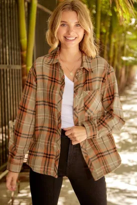 Plaid Pocket Buttoned Long Sleeve Shirt