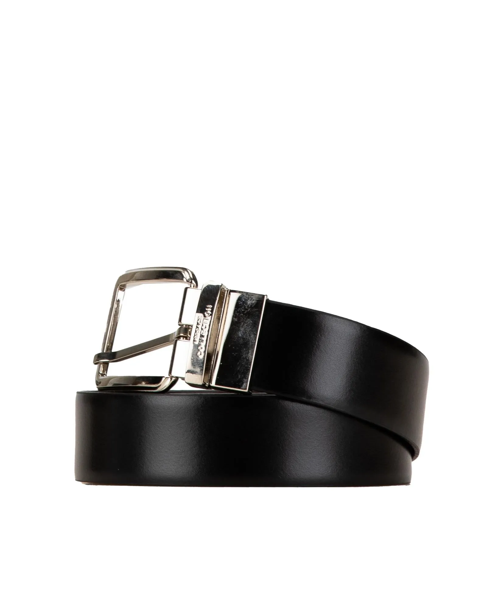 Reversible Leather Belt with Silver Tone Buckle