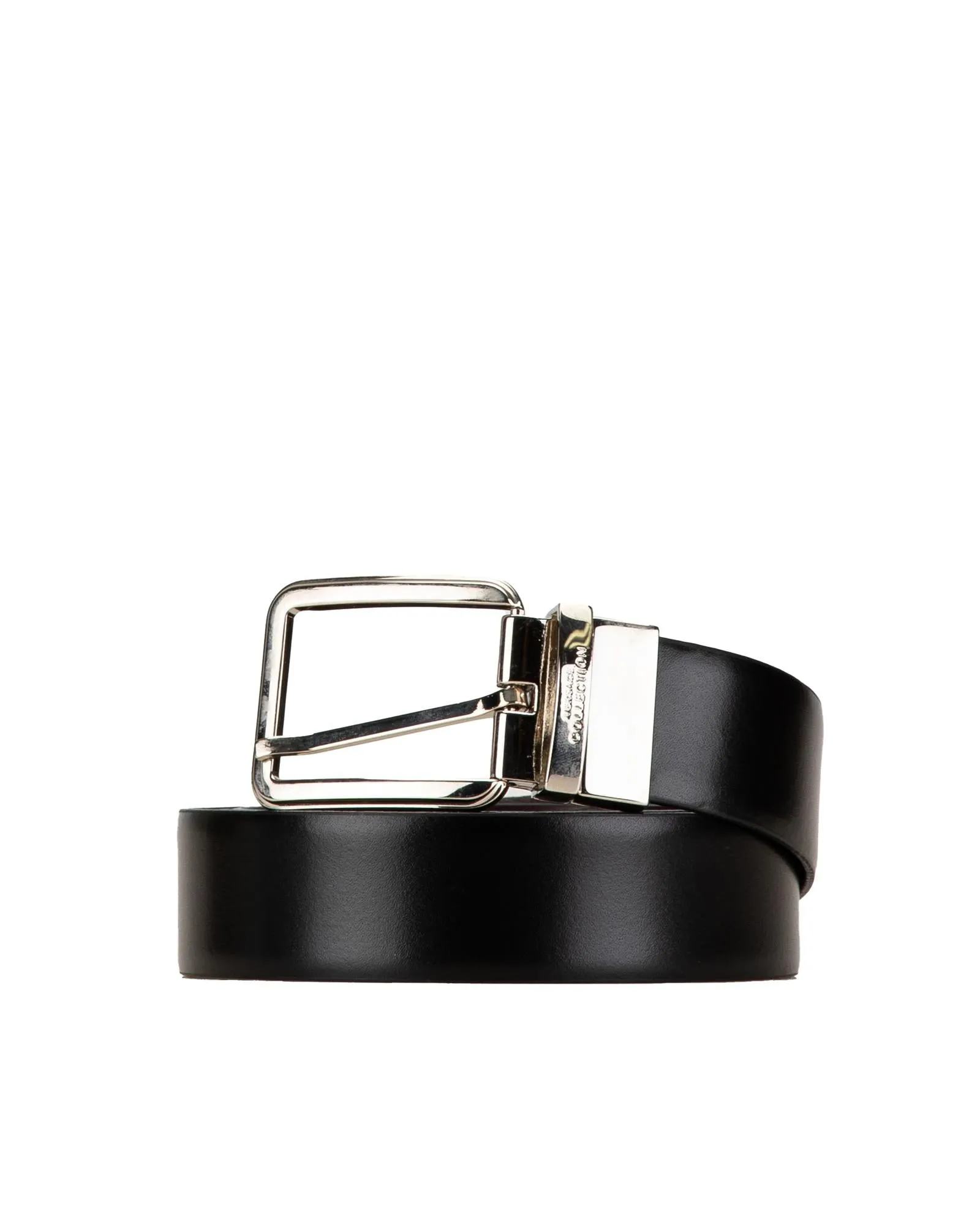 Reversible Leather Belt with Silver Tone Buckle