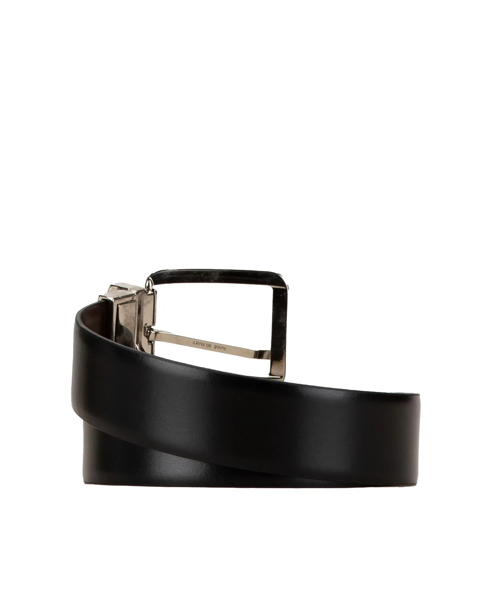 Reversible Leather Belt with Silver Tone Buckle