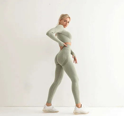 SA304 - Seamless Long Sleeve High Waist Workout Suit