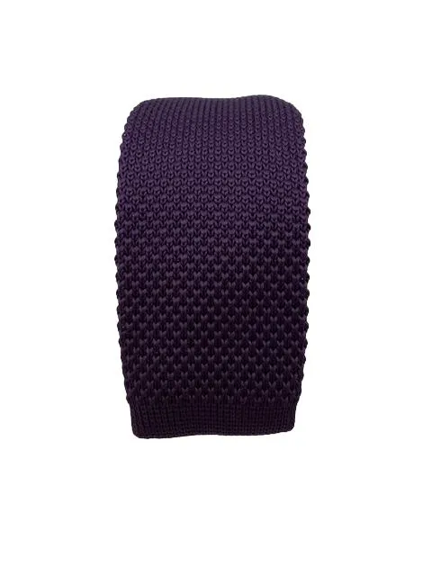 Solid Eggplant Purple Knit Tie