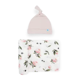 Stretch Knit Swaddle and Hat Set - Watercolor Rose