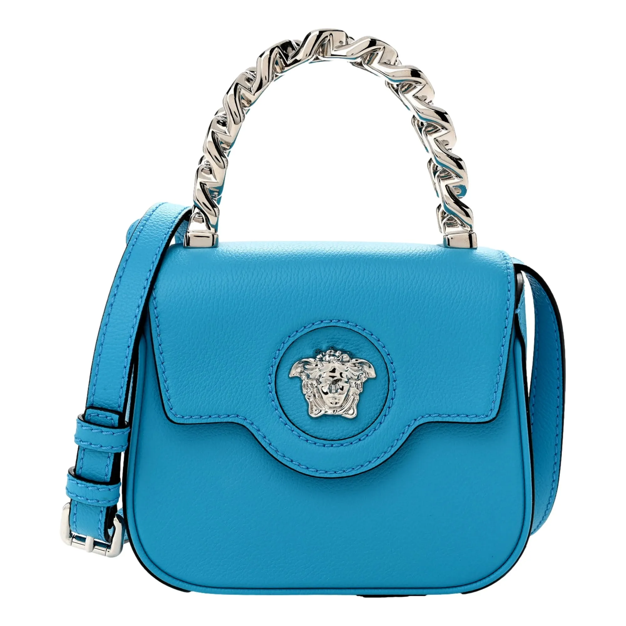 Versace Blue La Medusa Mini Top-Handle Bag