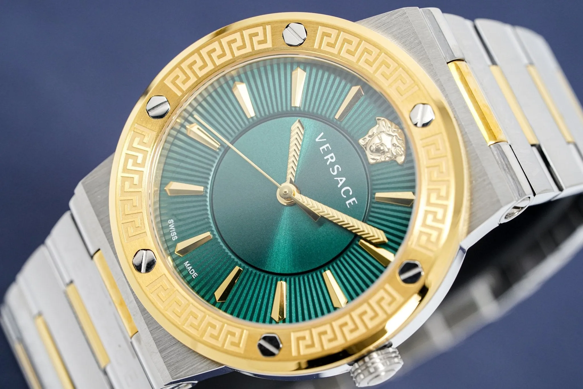 Versace Ladies Watch Greca Logo Two-Tone Green VEVH00720