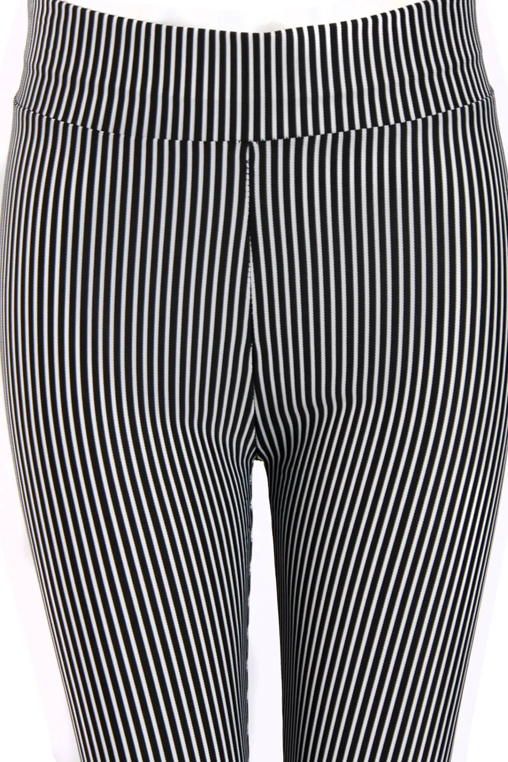 White and Black Stripe High Waised Skinny Legging